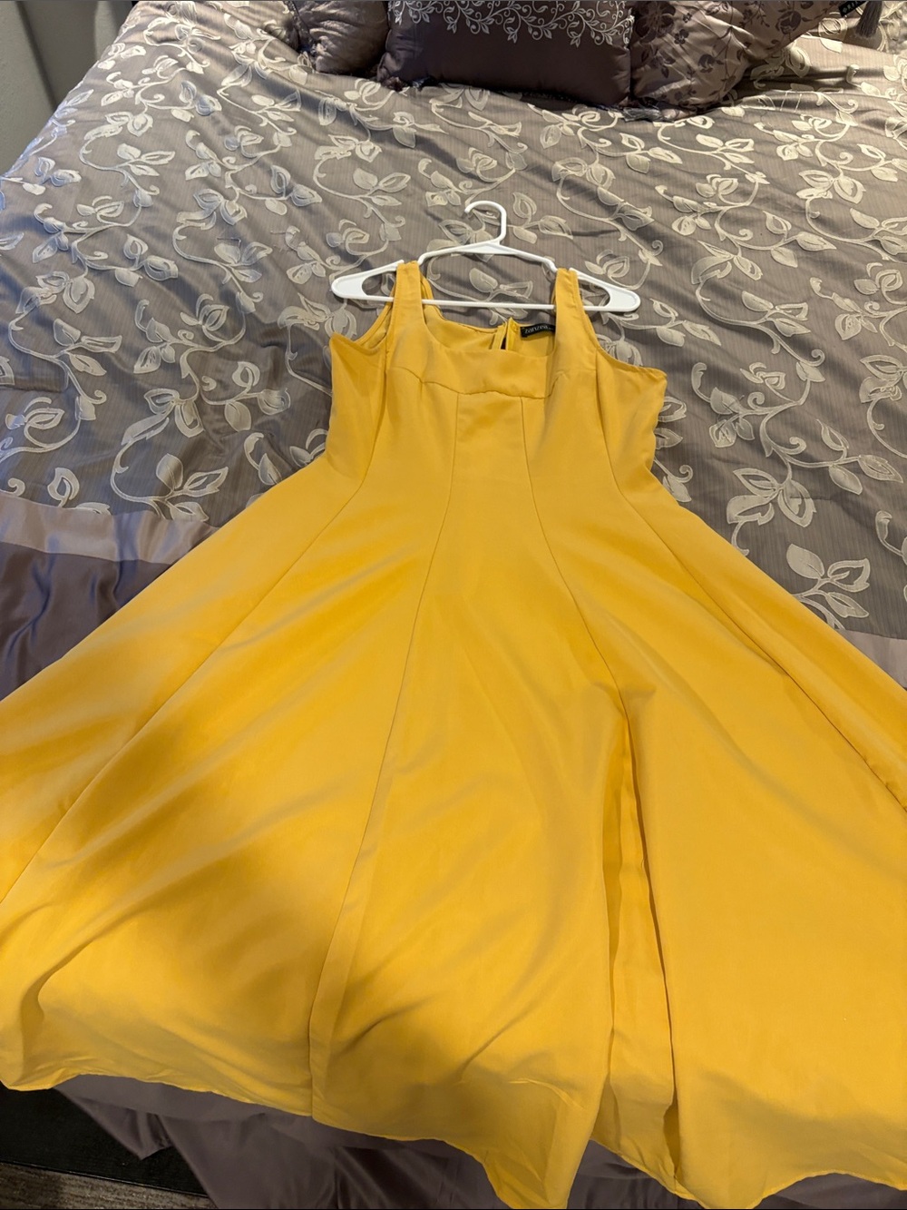 Zanzea Yellow Midi Fit-and-Flare Dress